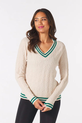 Hanalei Cable Knit Sweater - Oatmilk Emerald *Preorder now with 10% discount - May Delivery