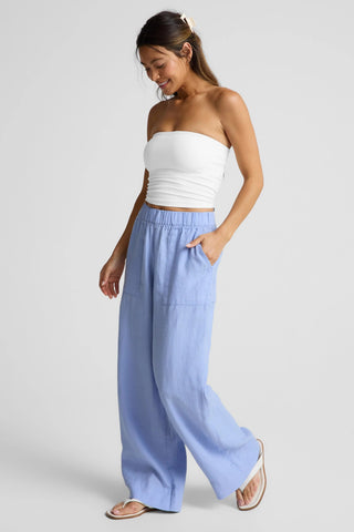 SoftWash Linen Easy Wide Leg Pant 29" - Periwinkle Pastel