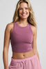 On Repeat Rib High Neck Cropped Tank - Mauve