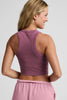 On Repeat Rib High Neck Cropped Tank - Mauve