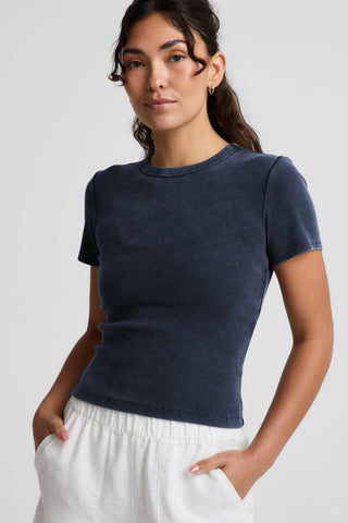 On Repeat Rib Baby Tee - Navy