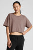 SoftKnit Better Than Ever Cropped Cotton Tee - Rosey Taupe