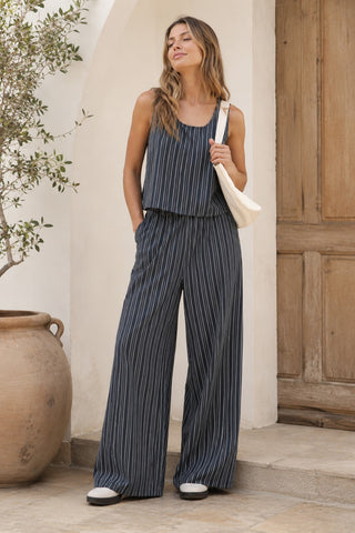 Sheer Ease Tank - Slate Stripes