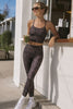 SoftMark Slim Racerback High Cropped Tank - Ditsy Leopard