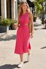 Around the World Front Twist Dress - Carnation Pink