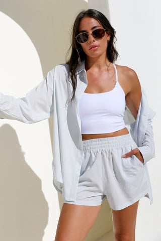 Sydney Shorts - Ash Grey White Stripes *Preorder now with 10% discount - May Delivery