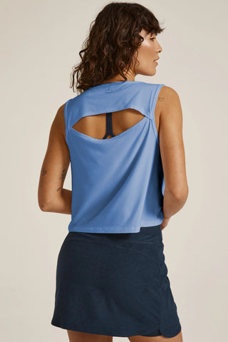 Featherweight New View Cropped Tank - Flower Blue