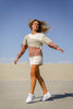 Asymmetric Long Sleeve Crew: Oatmilk / Linen / Mocha *Restocks in April