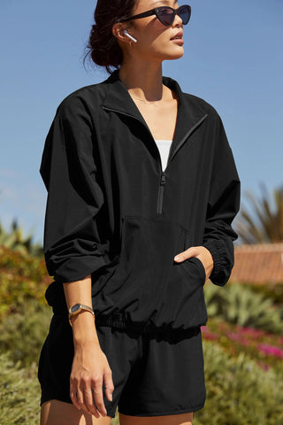Stretch Woven In Stride Half Zip Pullover - Darkest Night *Restocks in February