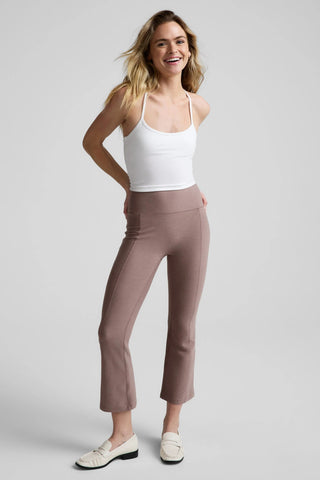 Pintuck Kick Flare High Waisted Pant - Rosey Taupe