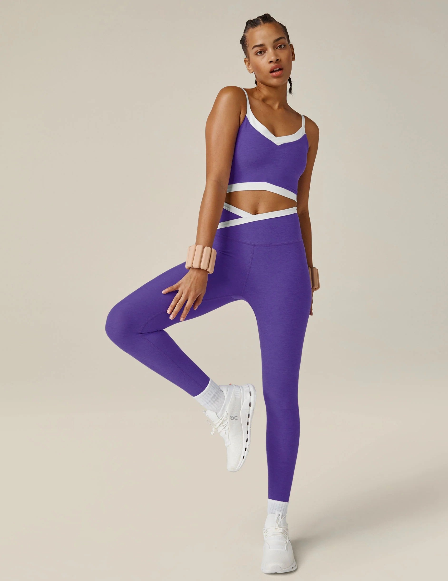 Outlines High Waisted Midi Leggings - Ultraviolet White – OMgoing