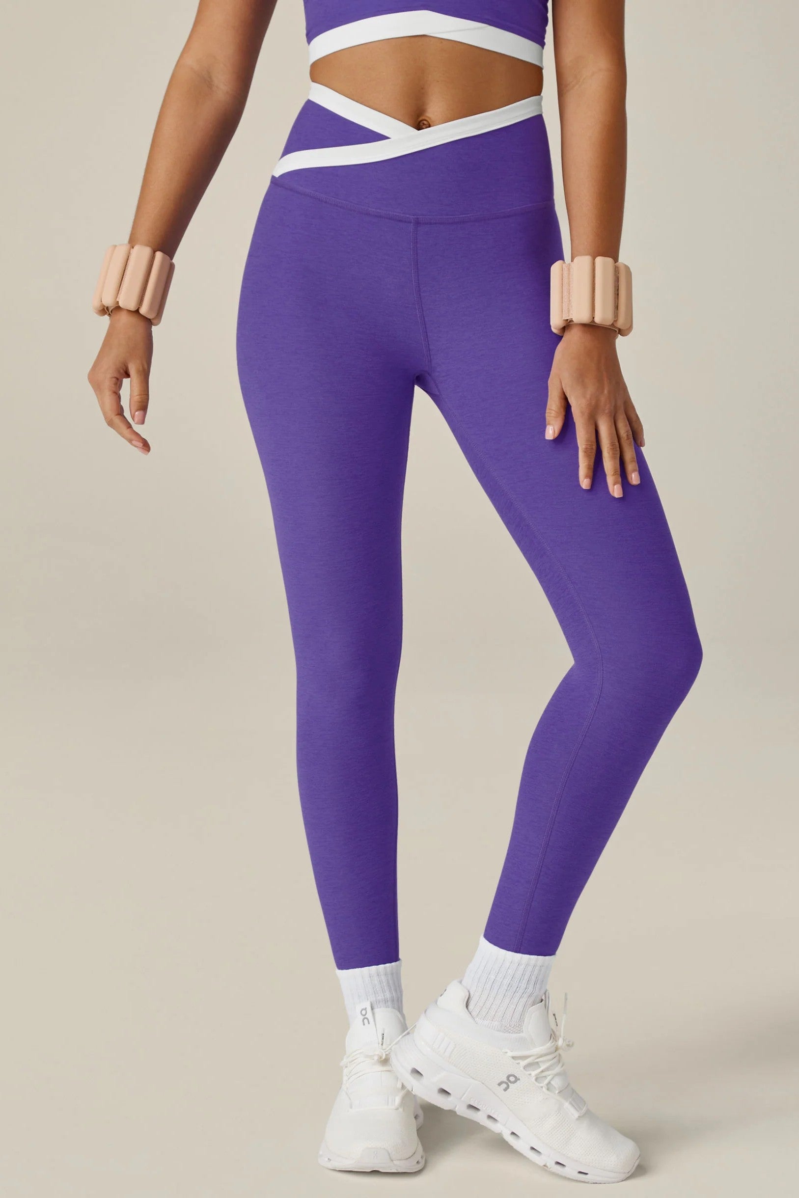 Outlines High Waisted Midi Leggings - Ultraviolet White – OMgoing