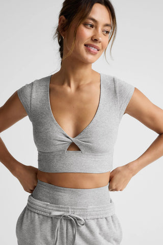 Get It Twisted Cropped Tee - Silver Mist