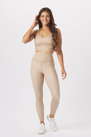 Sultry 7/8 Legging: Almond / Linen Gingham *Restocks in September