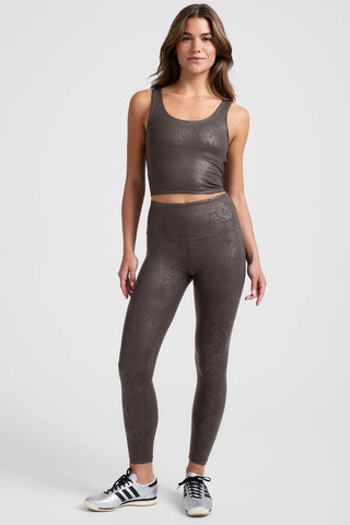 Powershine High Waisted Midi Leggings - Viper Espresso