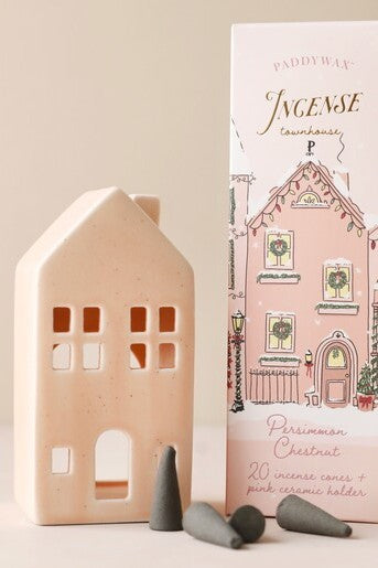 Incense Cone Holder - Pink Townhouse ( Includes Incense Cones )